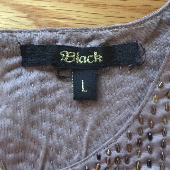 Black Embroidered Taupe Dress - Picture 4 of 5